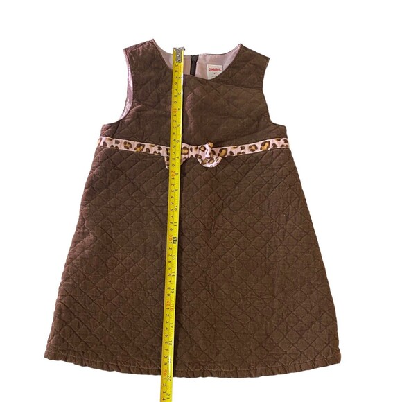 Gymboree 4T Girls Quilted Lined Dress Jumper Brown Pink Leopard Print Bow Zip - Picture 7 of 7
